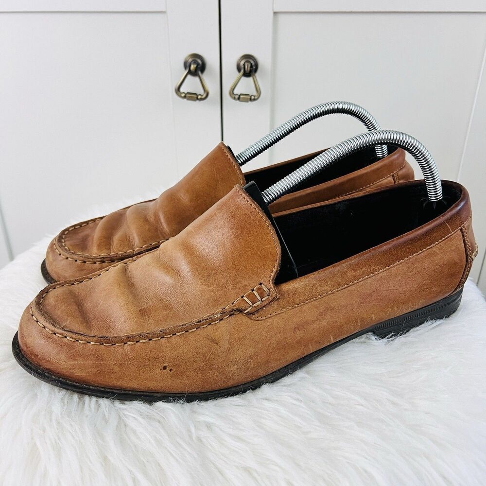 Cole Haan Brown Leather Harbor Venetian II Brown Leather Loafers Dress Shoes 11M